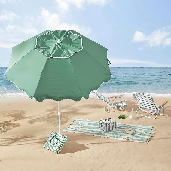 Ô dù bãi biển xanh cổ điển 2,2M