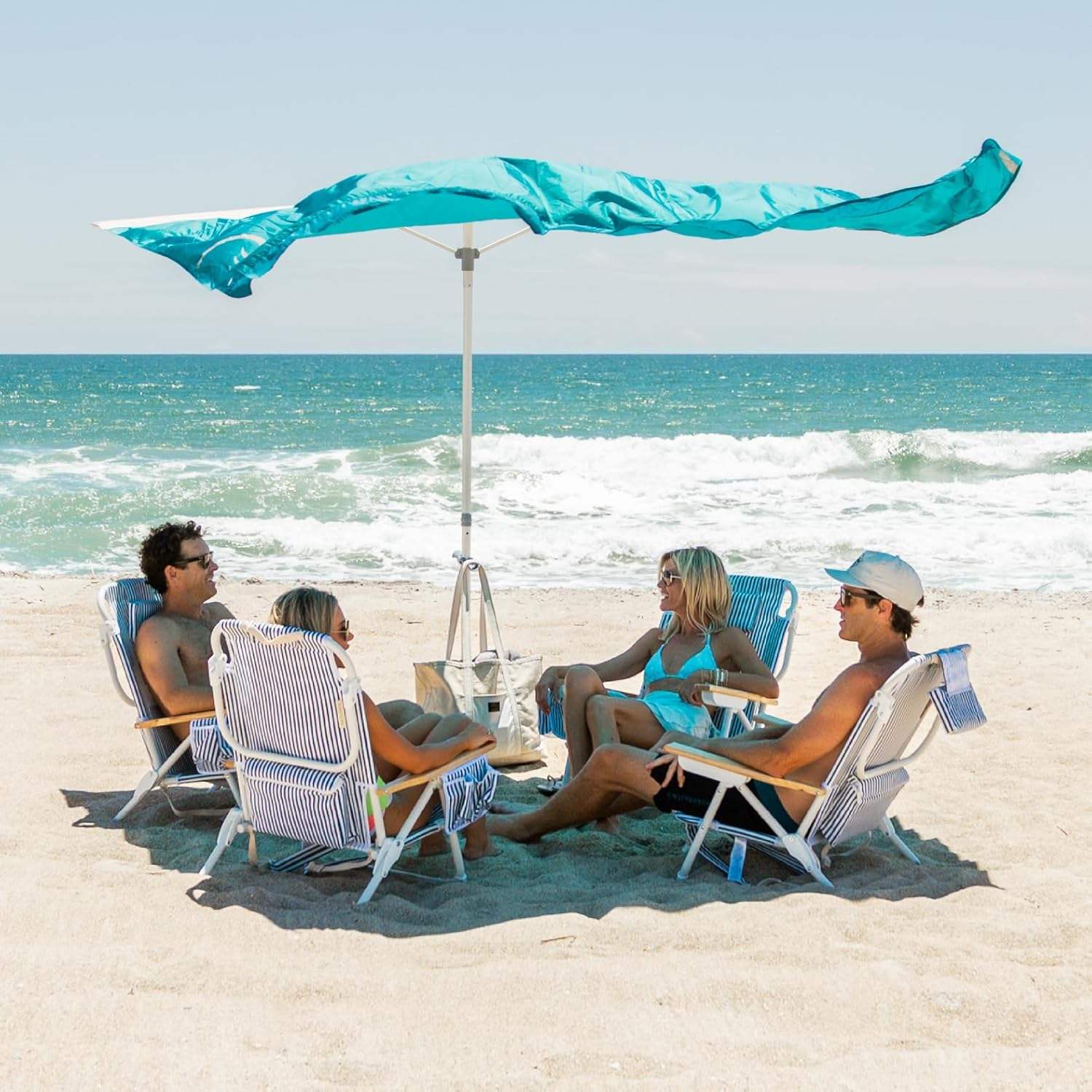 Bóng râm bãi biển chạy bằng gió đơn cực 8 x 8 Ft